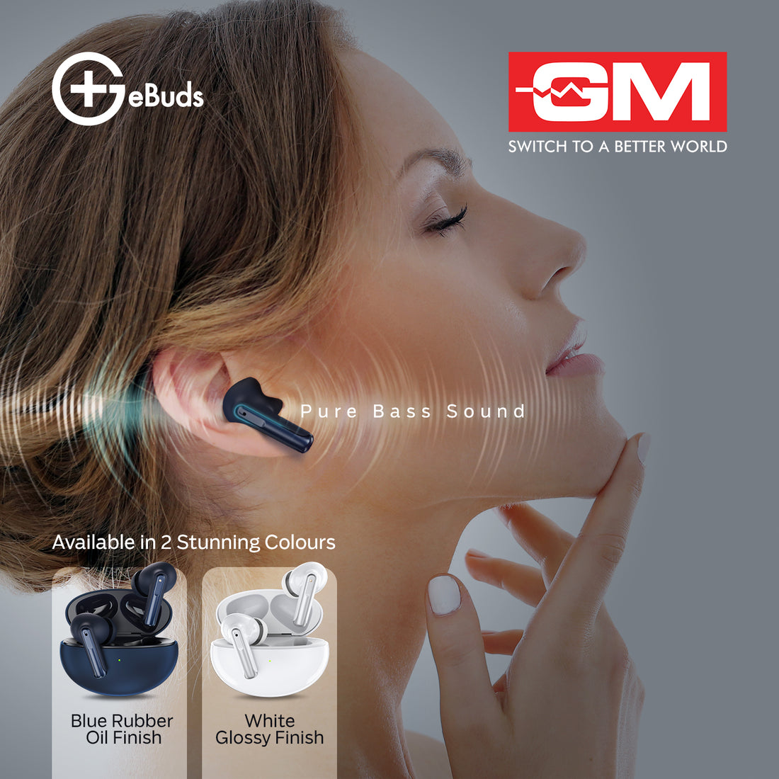 E-BUDS - BT 5.3, QUAD MIC ENC, PURE BASS, WIRELESS (Blue)