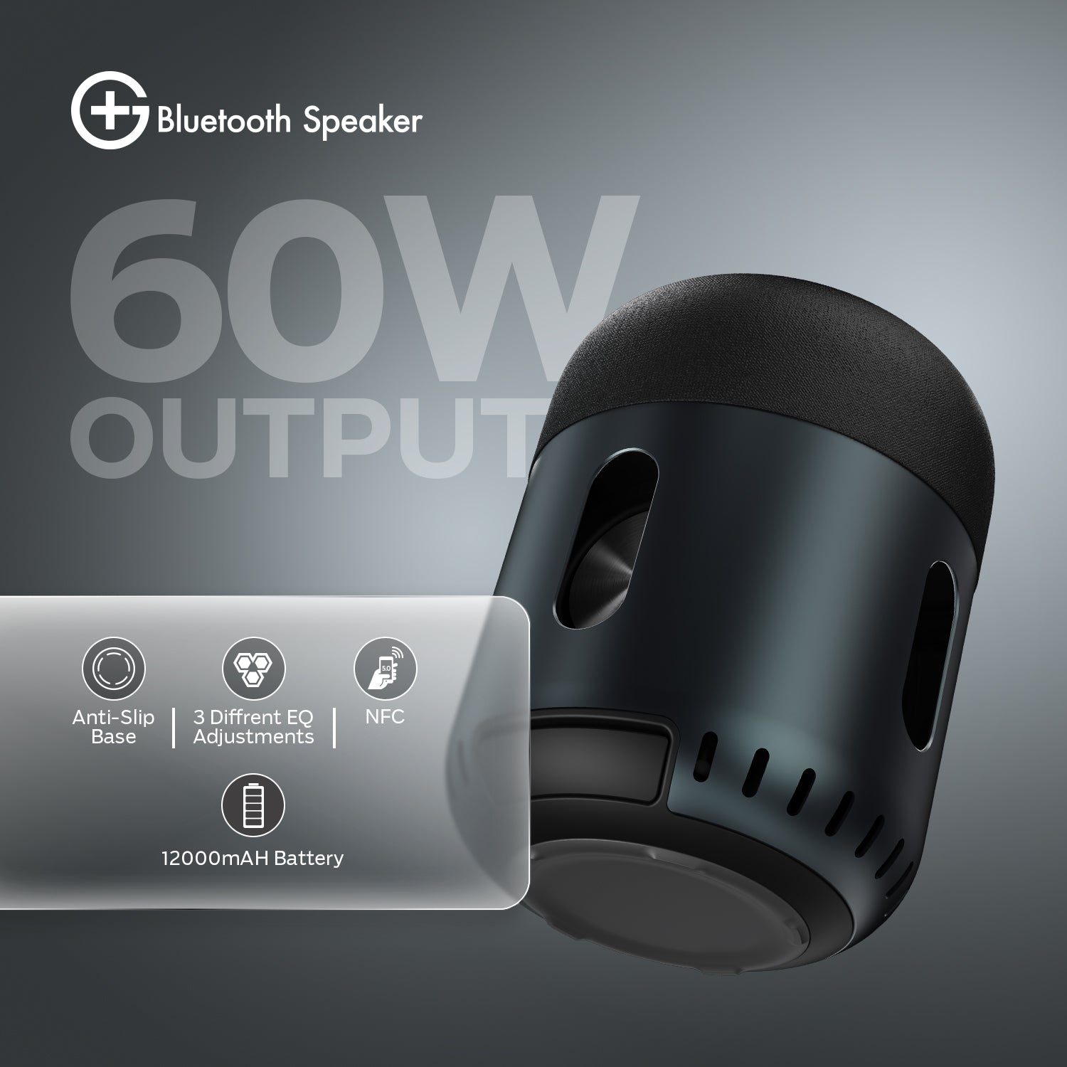 Bluetooth Speaker - 60W, BT 5.0, Voice Control, 15H Playtime