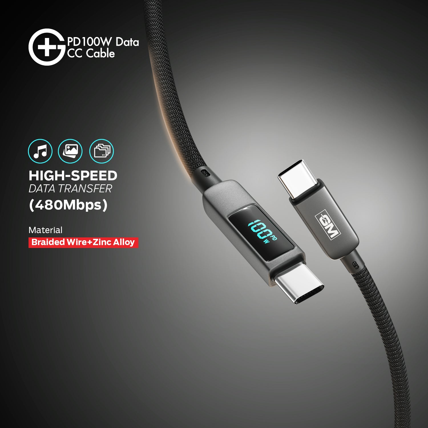 G+ PD Data CC Cable - 100W (GREY)