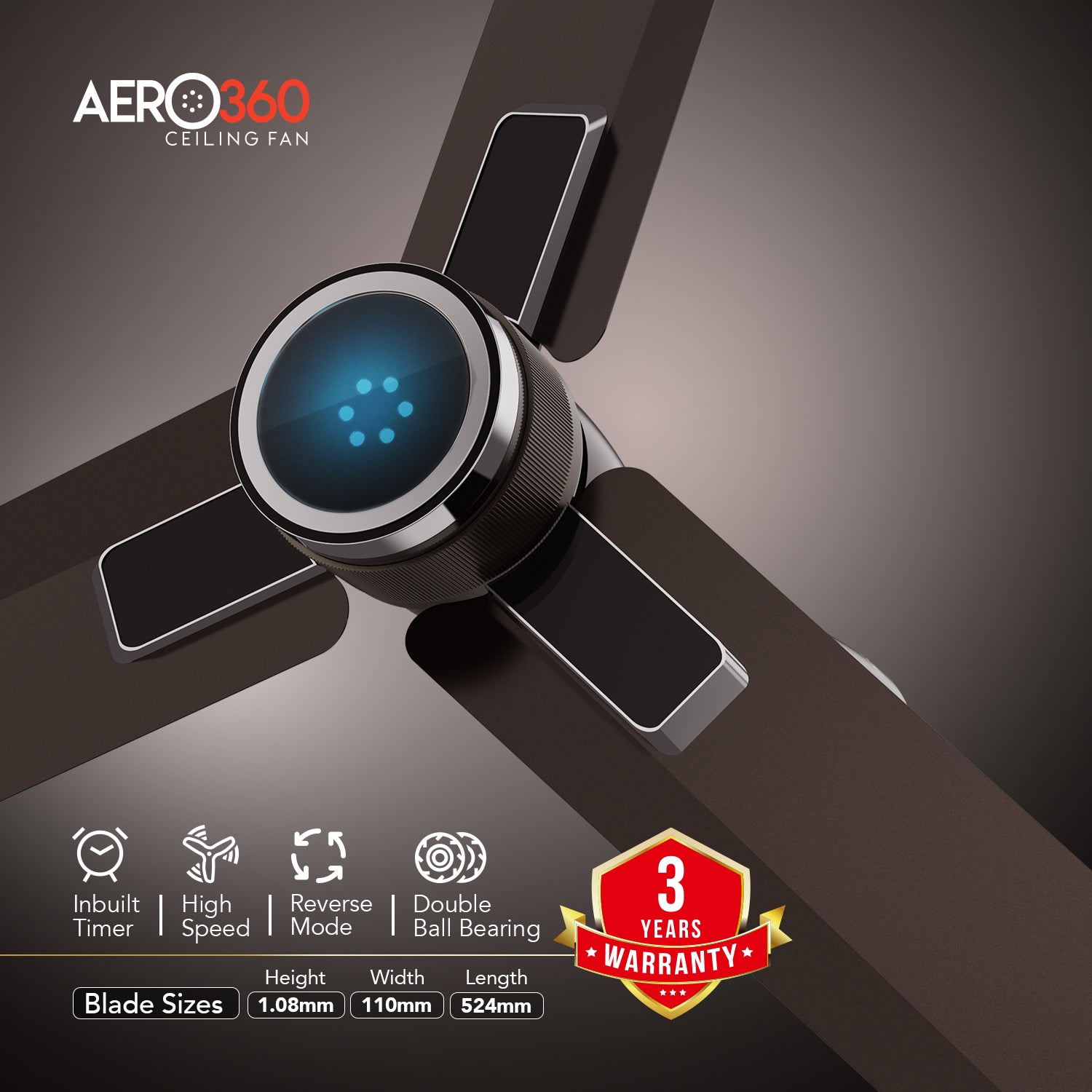 GM Aero 360 - Ceiling Fan (Gunmetal)