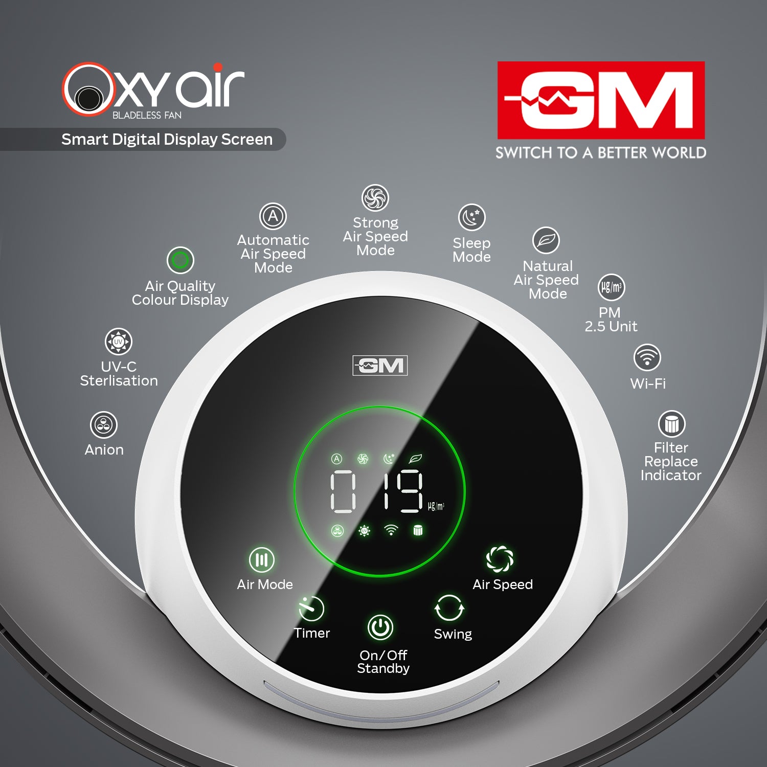 OXY AIR BLADELESS AIRPURIF TRIPOD FAN (Casablanca White)