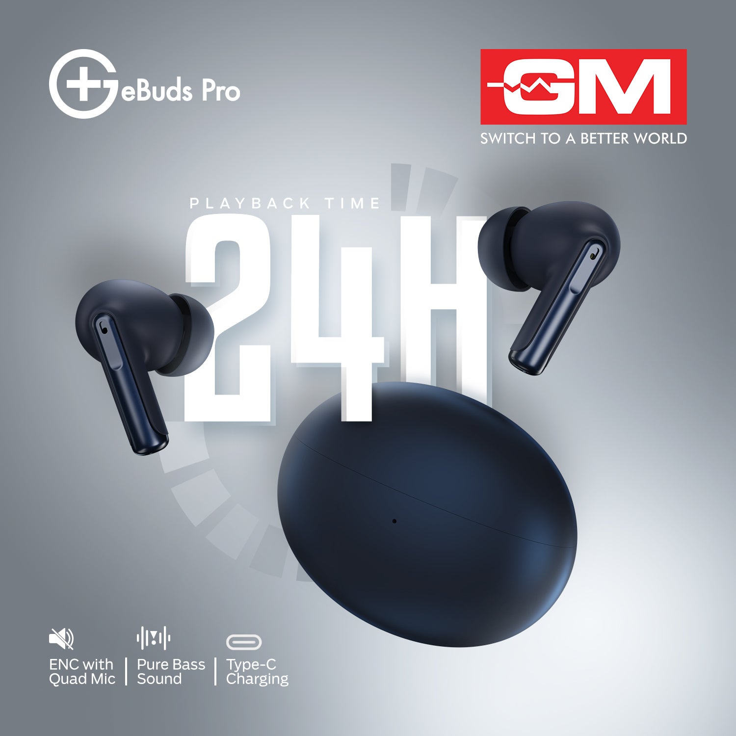 E-BUDS PRO - 30DB ANC, WIRELESS CHARGING (Blue)