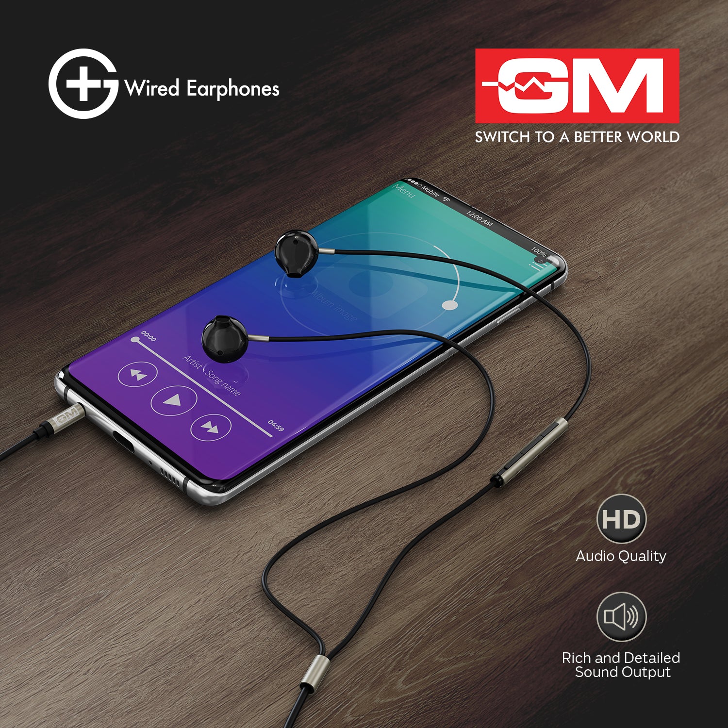 WIRED EARPHONES - HALF-IN EAR DESIGN - 3.5 MM (Tarnish)