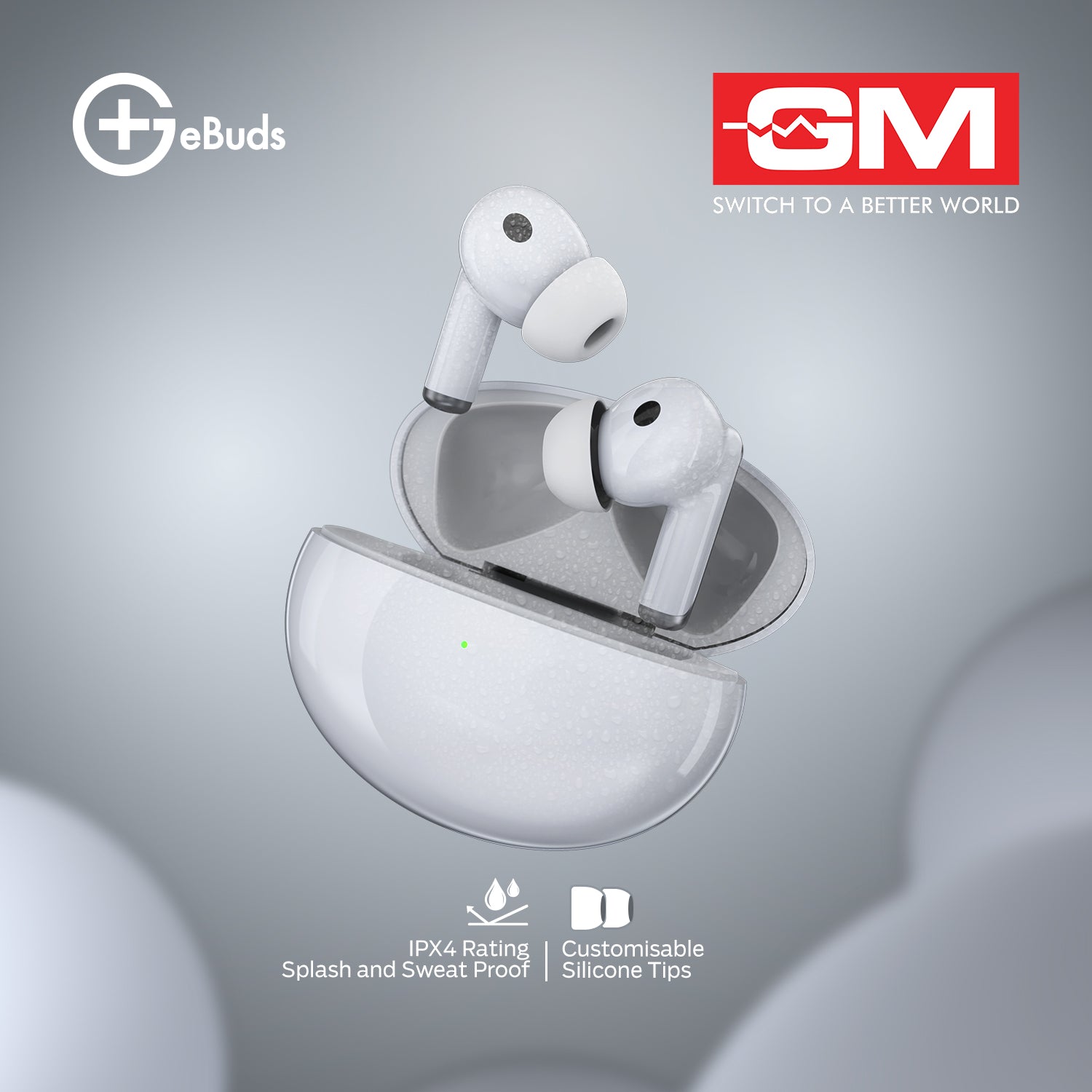 E-BUDS - BT 5.3, QUAD MIC ENC, PURE BASS, WIRELESS (White)