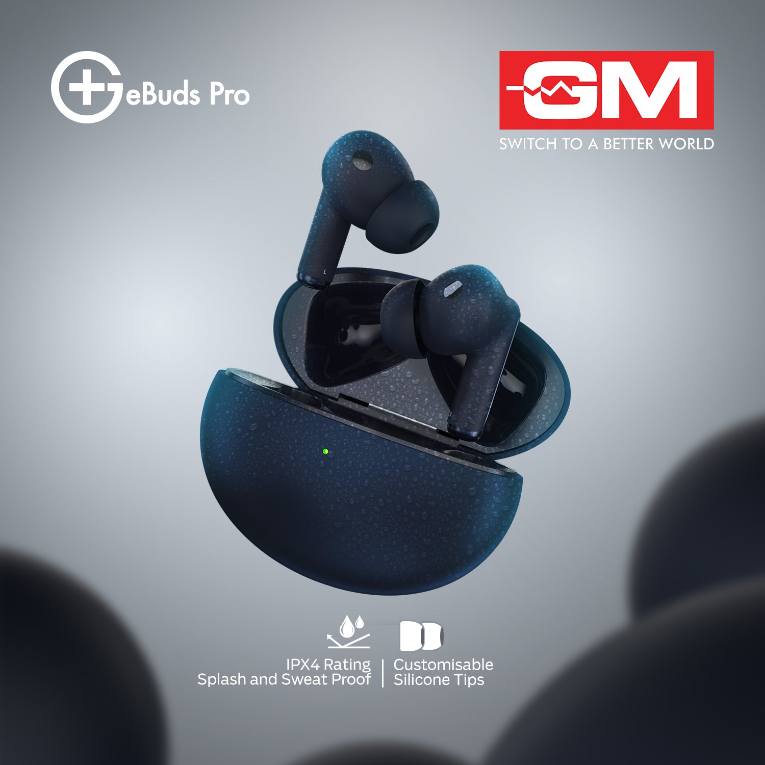 E-BUDS PRO - 30DB ANC, WIRELESS CHARGING (Blue)