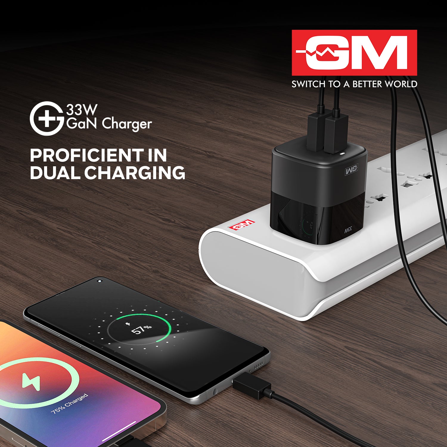33W, Dual Port GAN Adaptor (QC 3.0+PD) (Black)