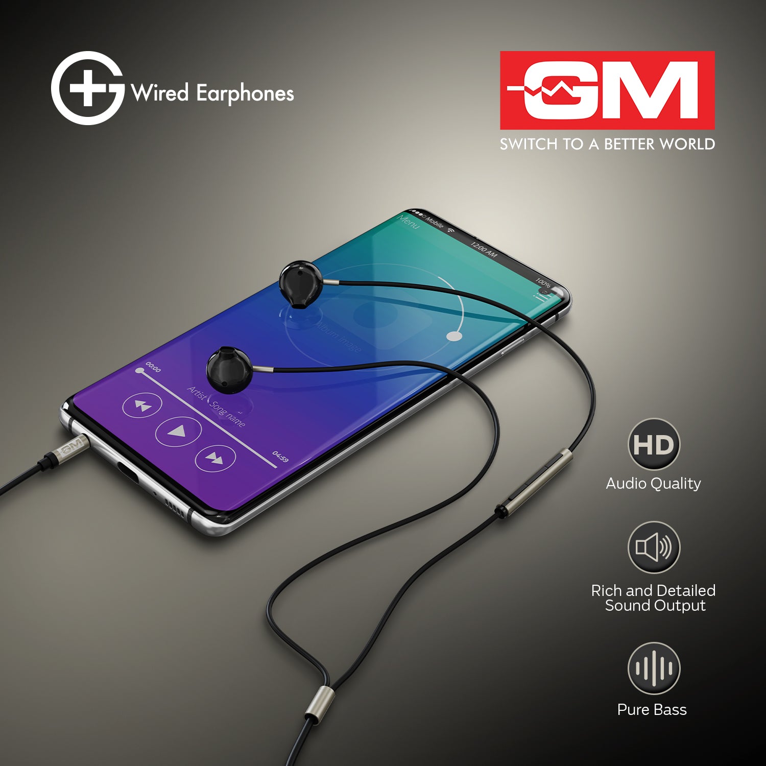 WIRED EARPHONES - HALF-IN EAR DESIGN - 3.5 MM (Tarnish)