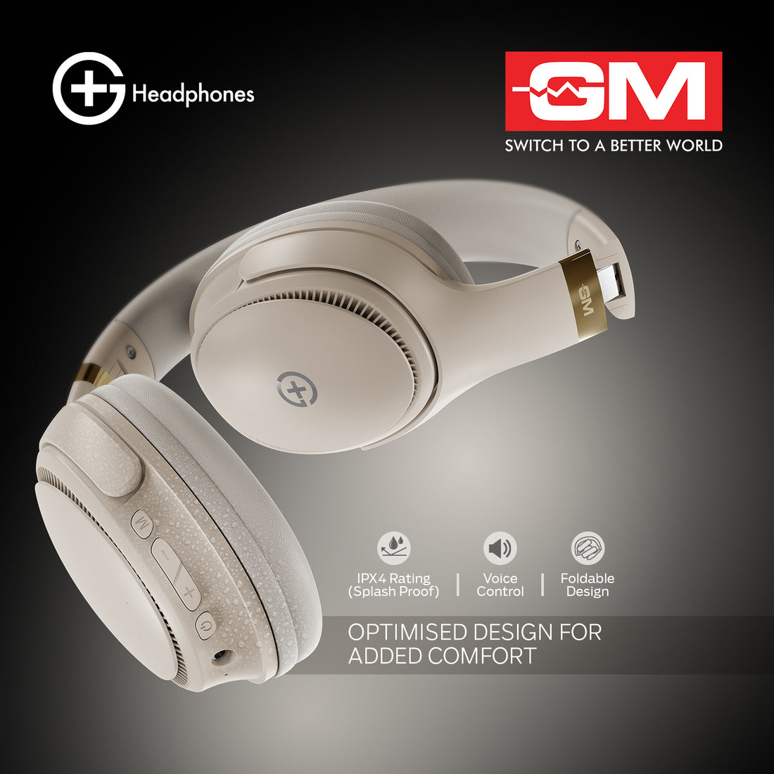 HEADPHONES - BT 5.3, 55H, PURE BASS, LOW LATENCY (Beige)