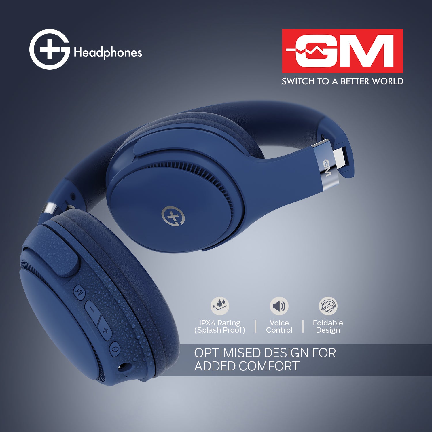HEADPHONES - BT 5.3, 55H, PURE BASS, LOW LATENCY (Blue)