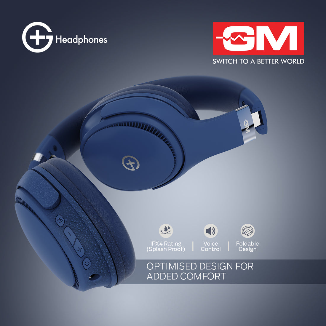 HEADPHONES - BT 5.3, 55H, PURE BASS, LOW LATENCY (Blue)