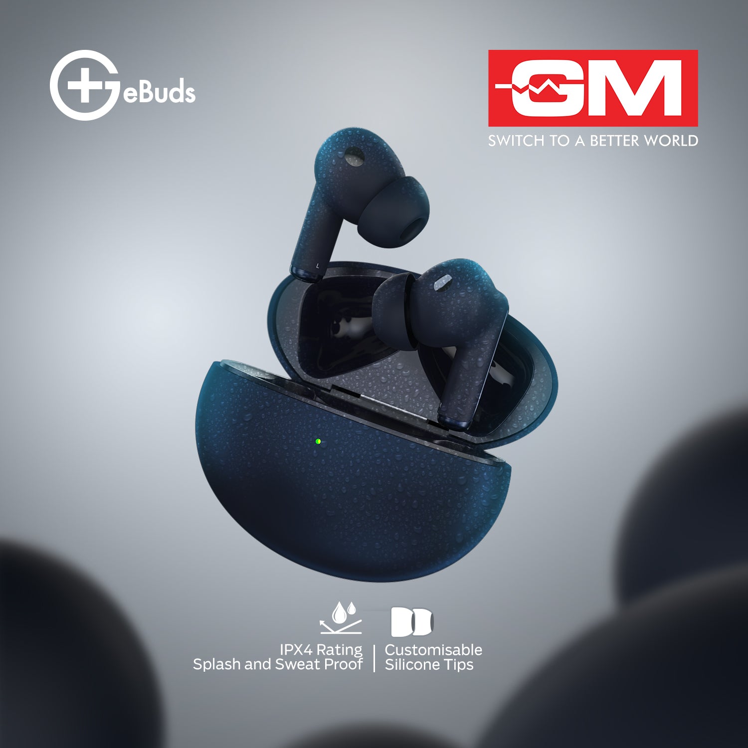 E-BUDS - BT 5.3, QUAD MIC ENC, PURE BASS, WIRELESS (Blue)