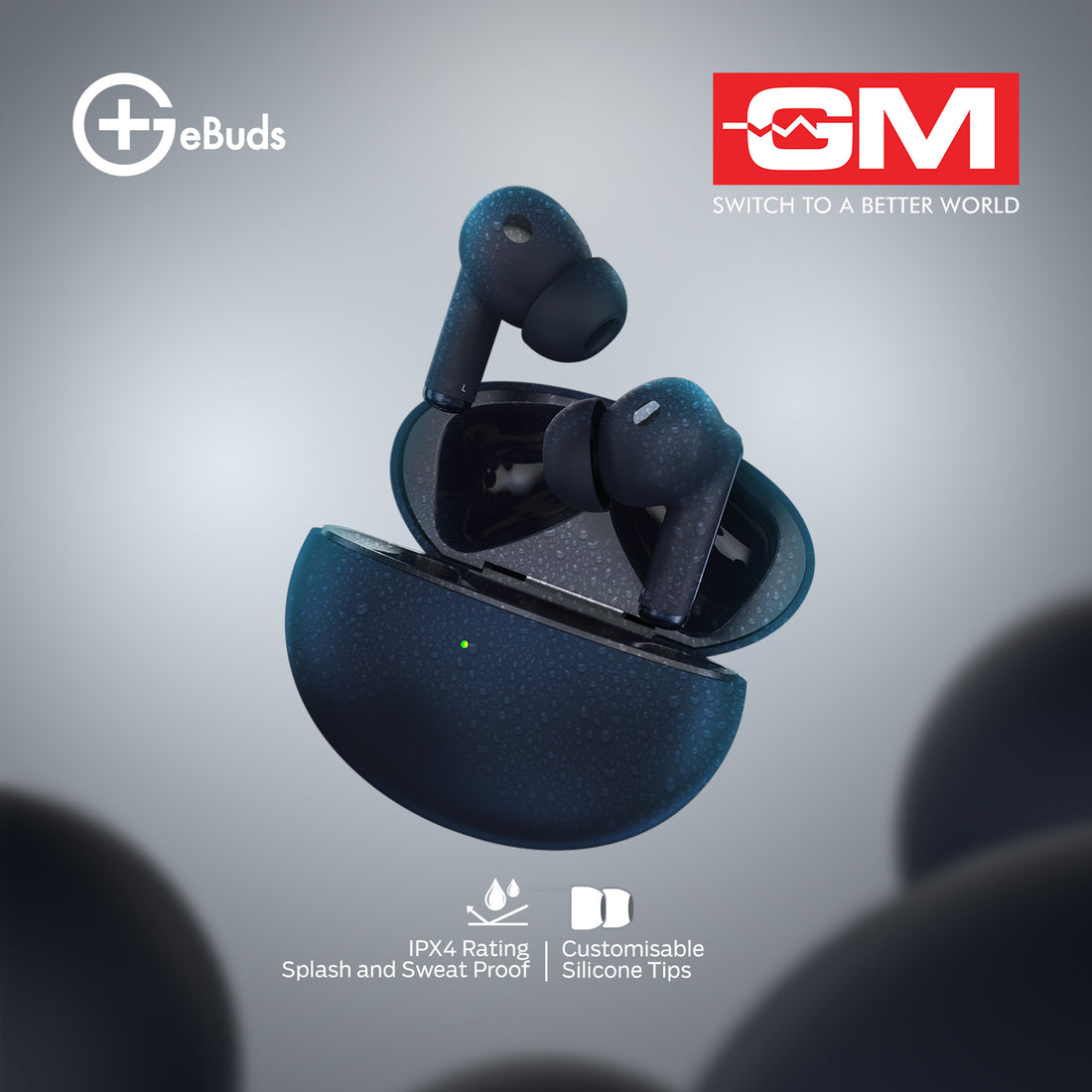 E-BUDS - BT 5.3, QUAD MIC ENC, PURE BASS, WIRELESS (Blue)