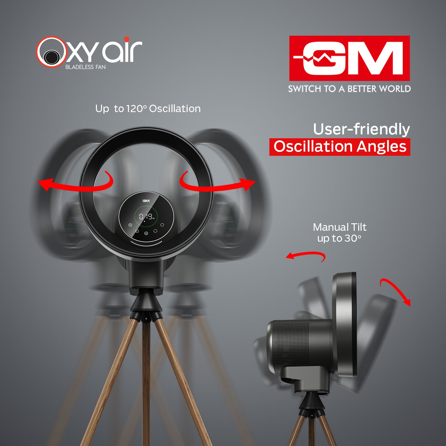 OXY AIR BLADELESS AIRPURIFIER TRIPOD FAN (Graphite Magnesia)