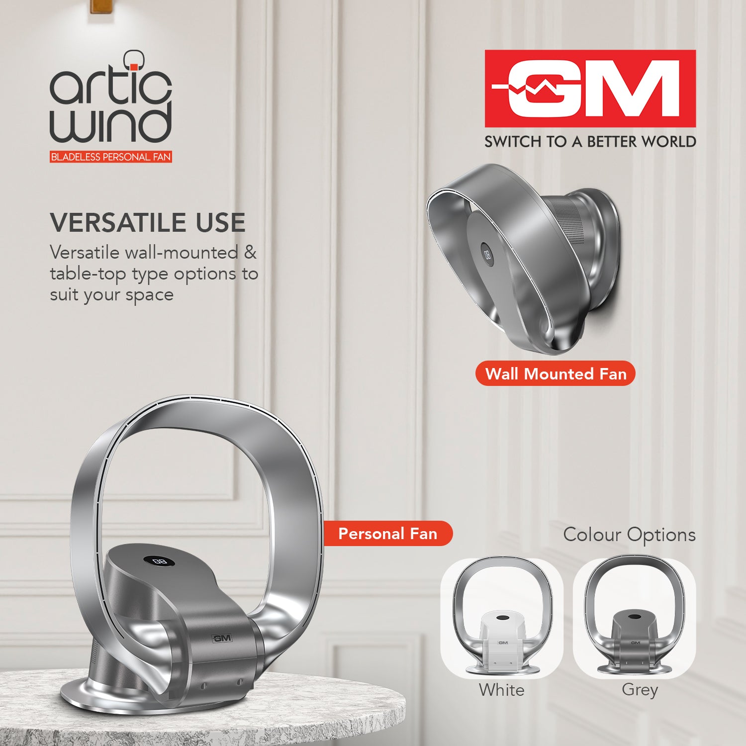 ARTIC WIND BLADELESS PERSONAL FAN (Grey)