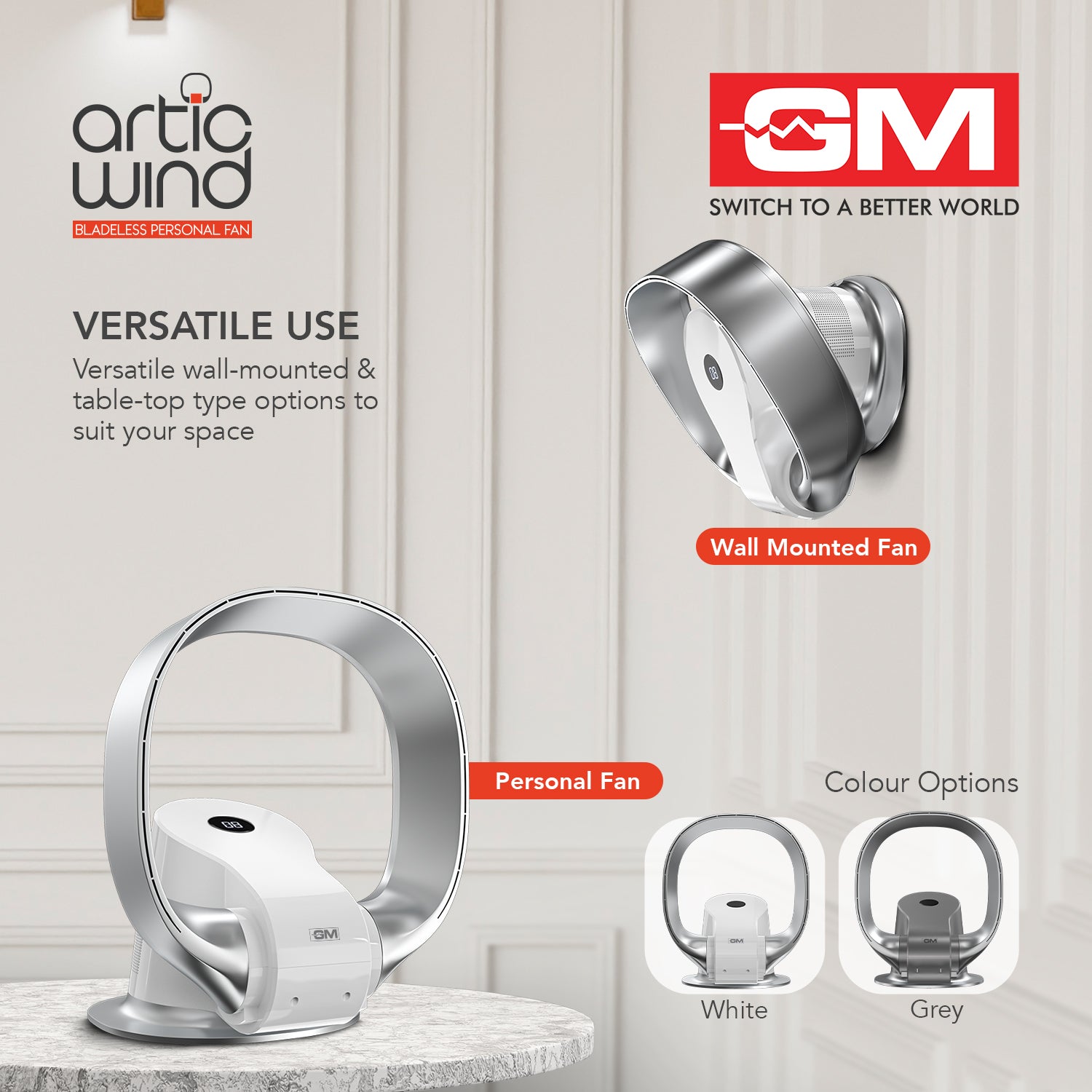 ARTIC WIND BLADELESS PERSONAL FAN (White)