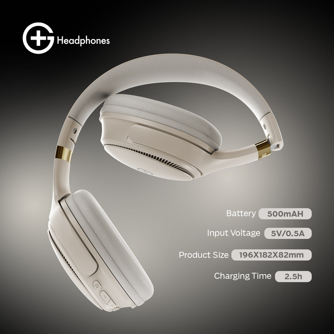 G+ Headphones BT 5.3, Pure Bass, Dual Pairing, 70H Playtime  (Beige)