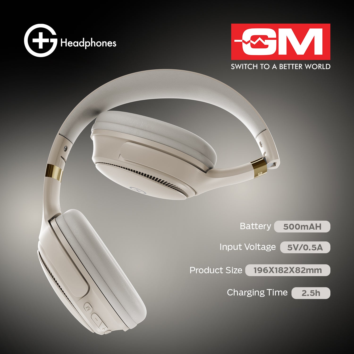 HEADPHONES - BT 5.3, 55H, PURE BASS, LOW LATENCY (Beige)