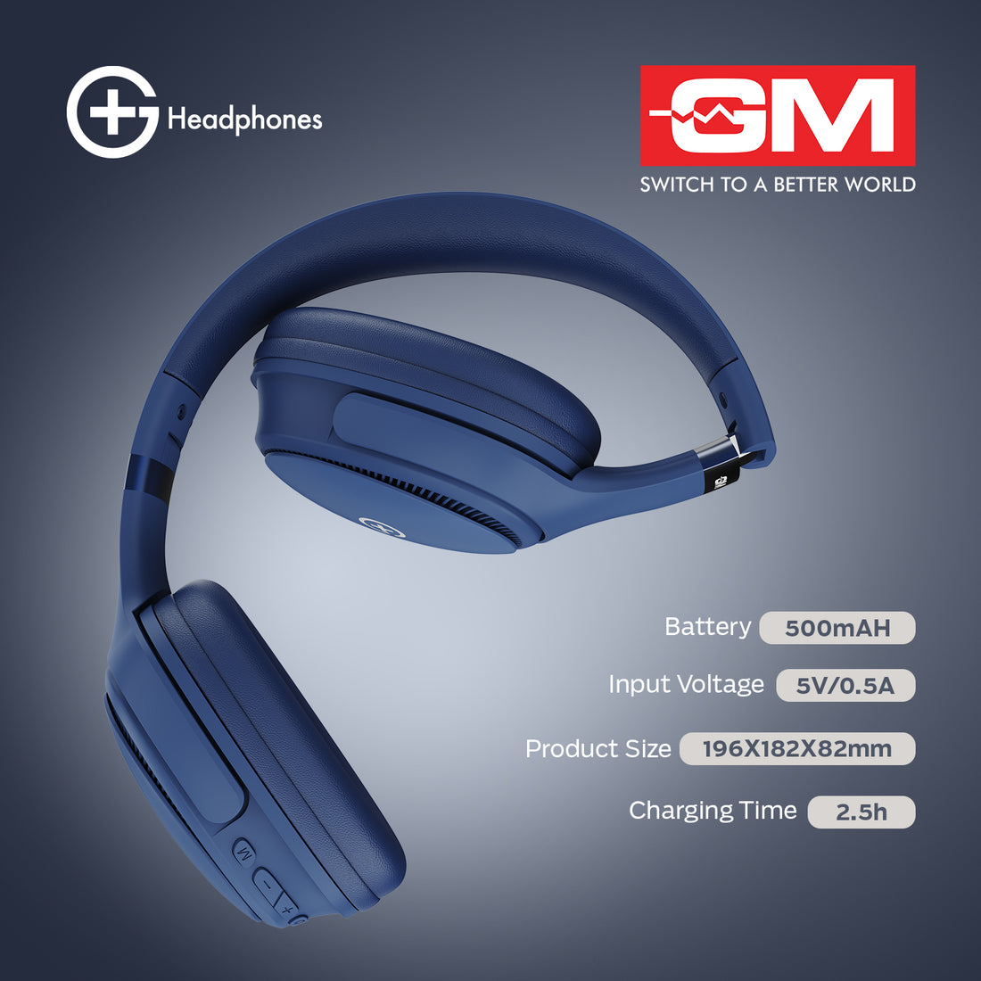 HEADPHONES - BT 5.3, 55H, PURE BASS, LOW LATENCY (Blue)