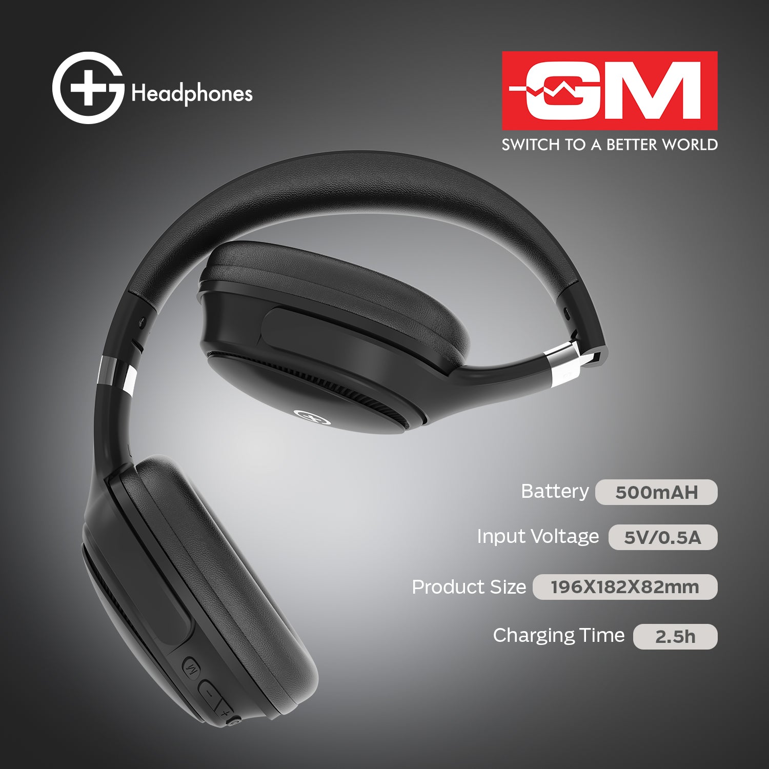 HEADPHONES - BT 5.3, 55H, PURE BASS, LOW LATENCY (Black)