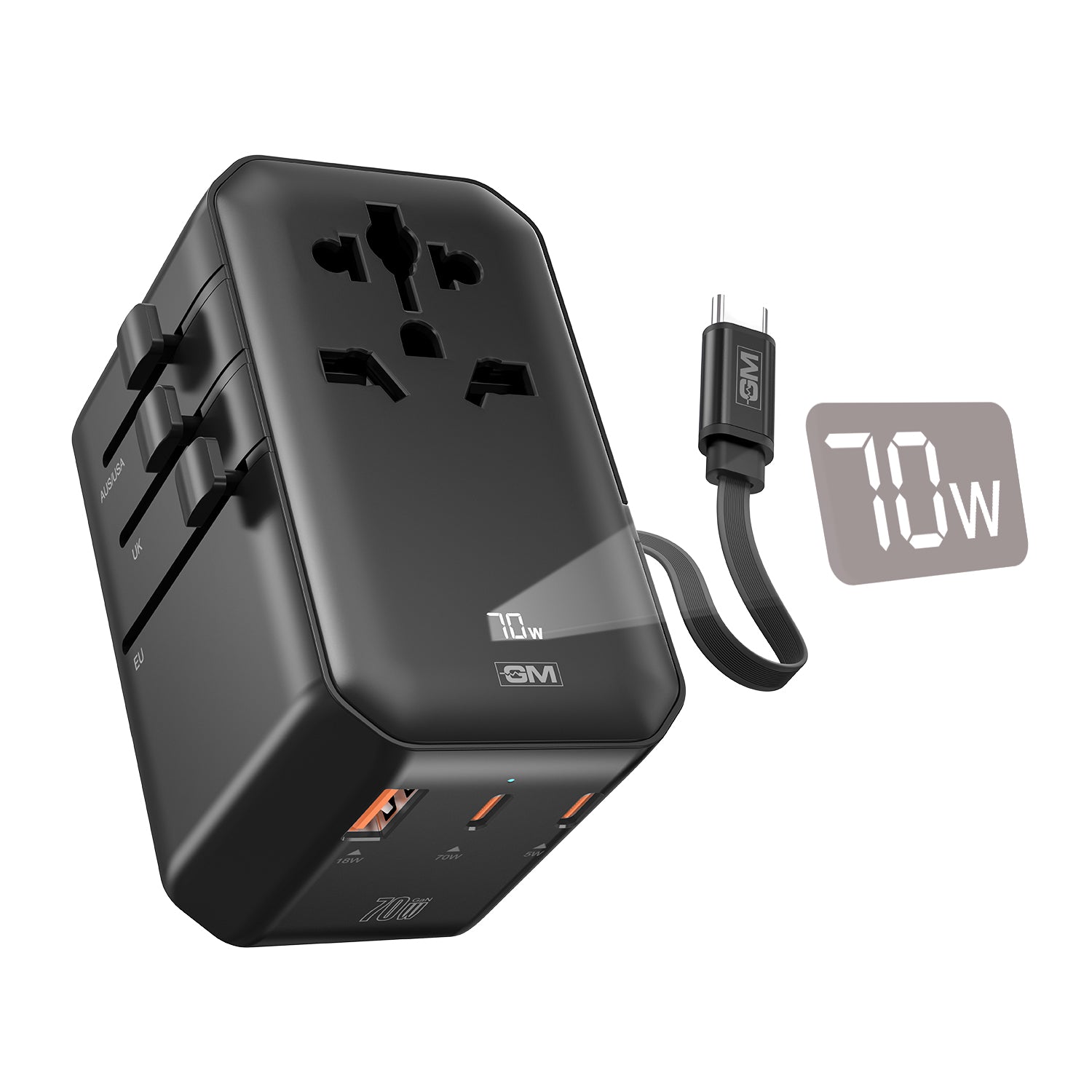 TravelEase Pro 70W with Display - 150 Countries ( Black )