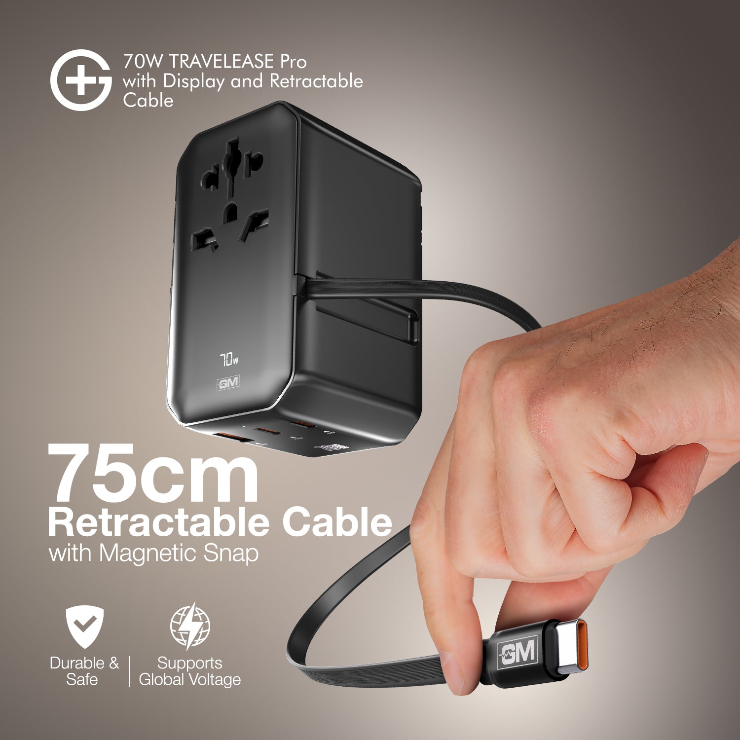 TravelEase Pro 70W with Display - 150 Countries ( Black )
