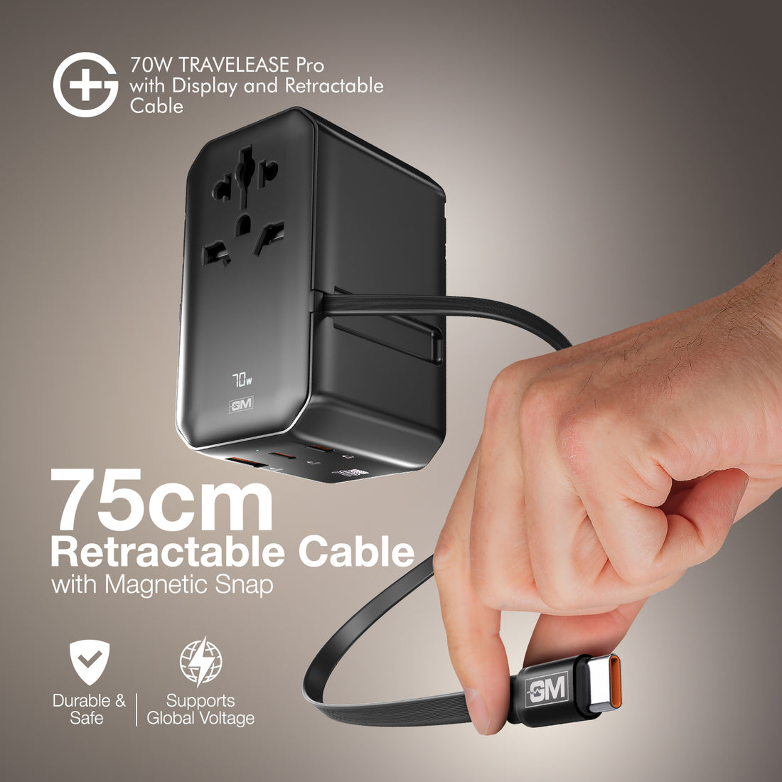 TravelEase Pro 70W with Display - 150 Countries ( Black )
