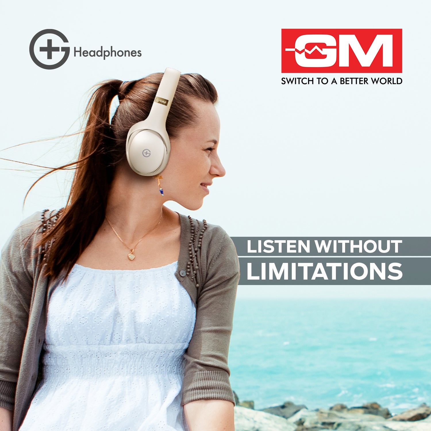 HEADPHONES - BT 5.3, 55H, PURE BASS, LOW LATENCY (Beige)