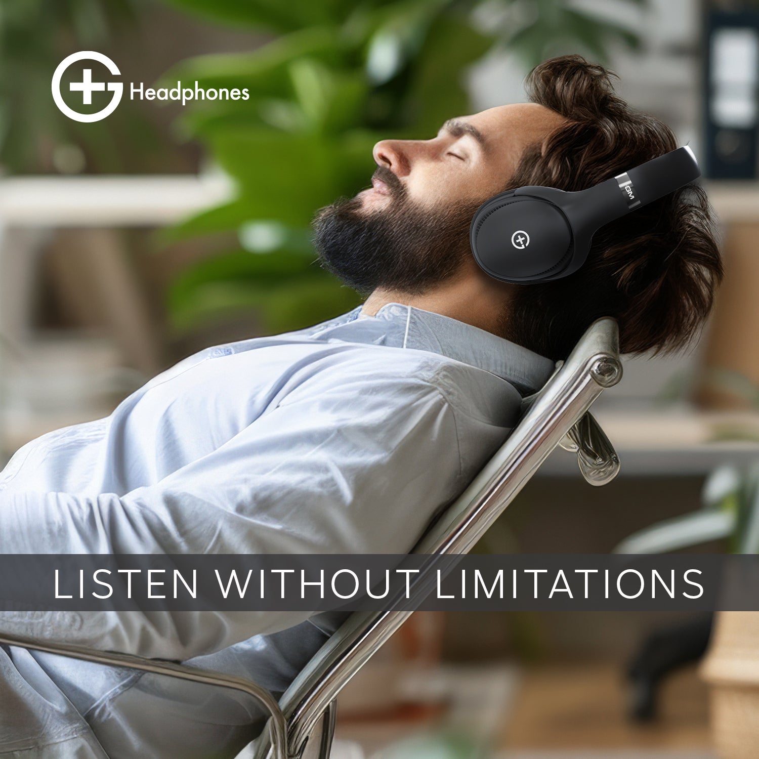 G+ Headphones BT 5.3, Pure Bass, Dual Pairing, 70H Playtime (Black)