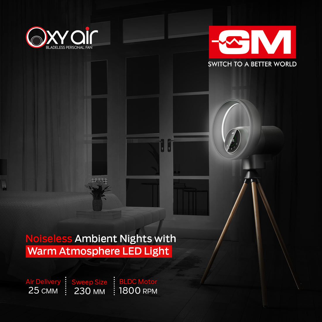 OXY AIR BLADELESS AIRPURIFIER TRIPOD FAN (Graphite Magnesia)