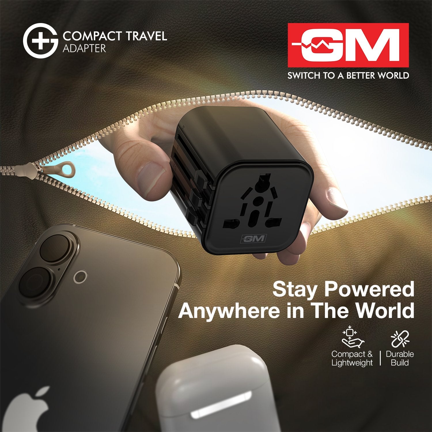 G+ Compact Travel Adapter – Black