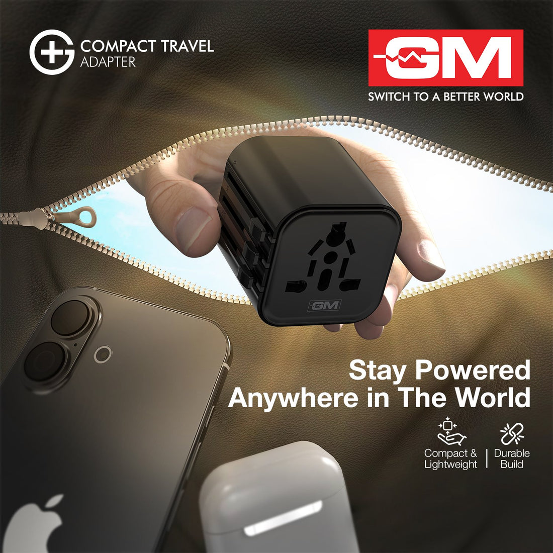 G+ Compact Travel Adapter – Black