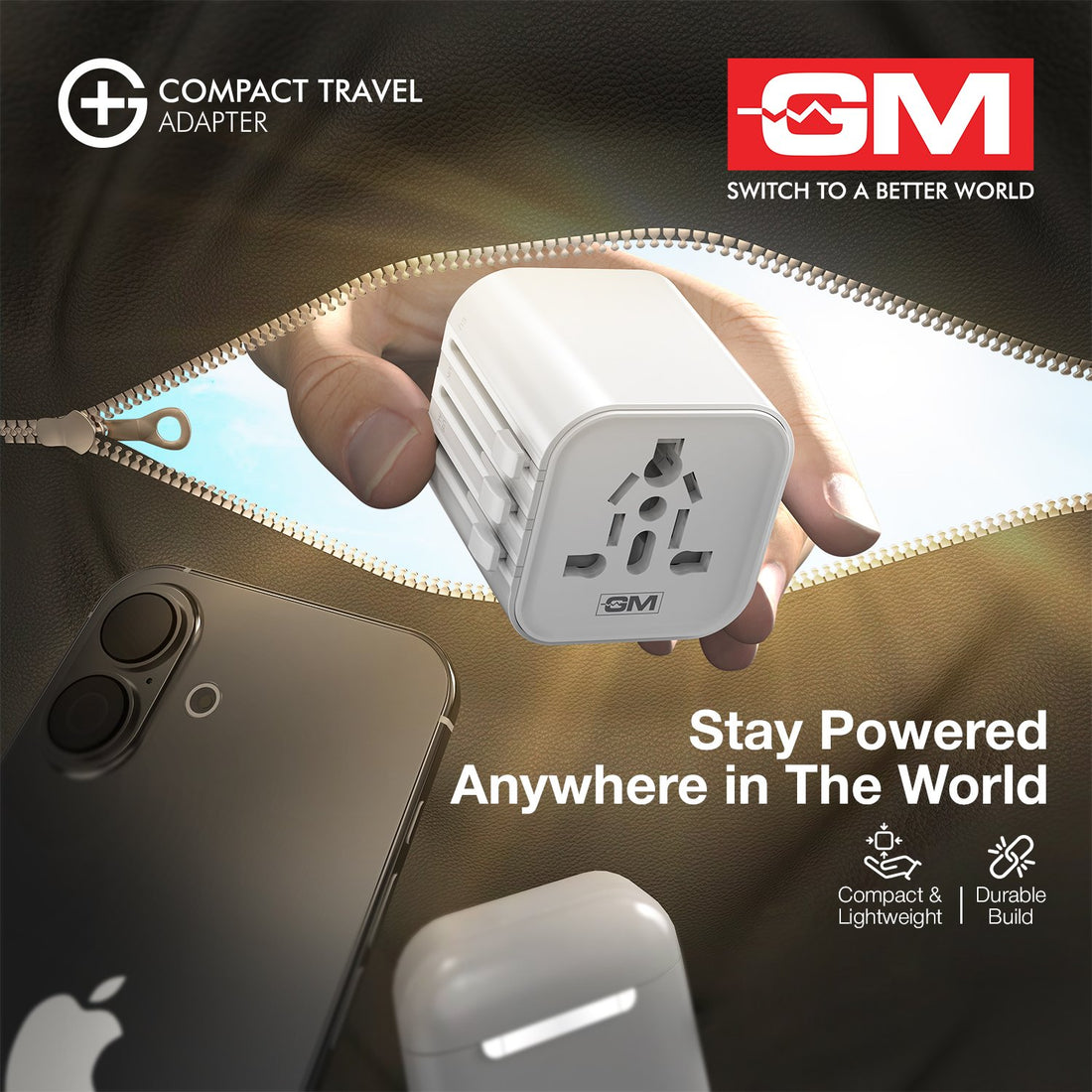 G+ Compact Travel Adapter – White
