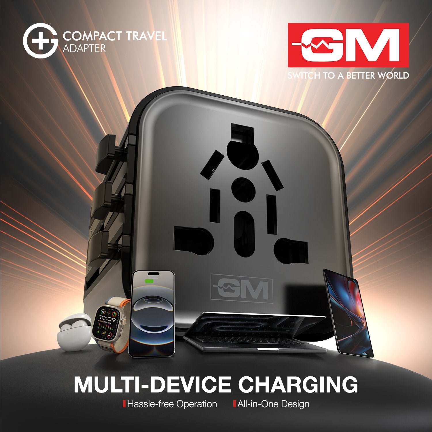 G+ Compact Travel Adapter – Black