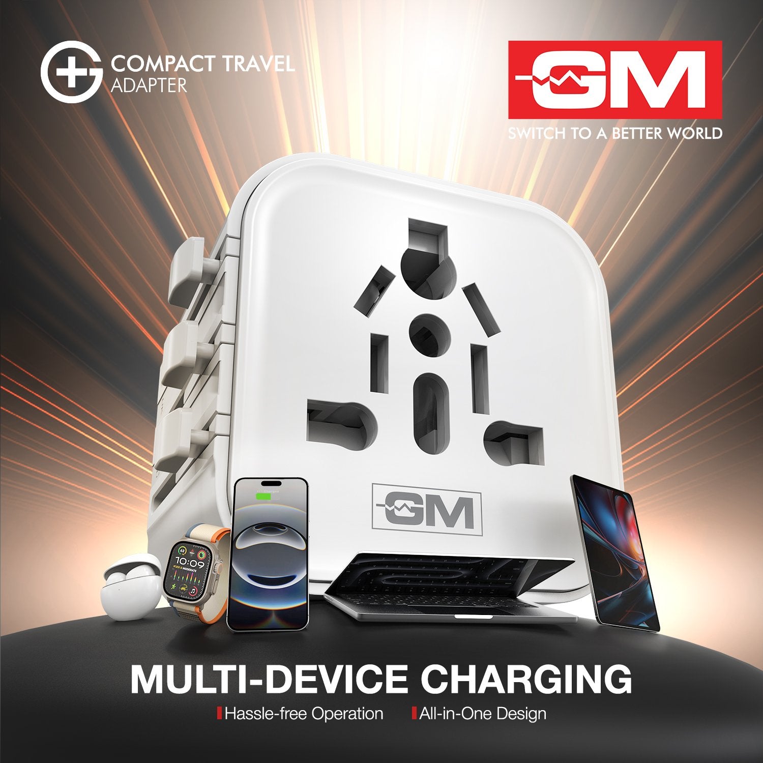 G+ Compact Travel Adapter – White
