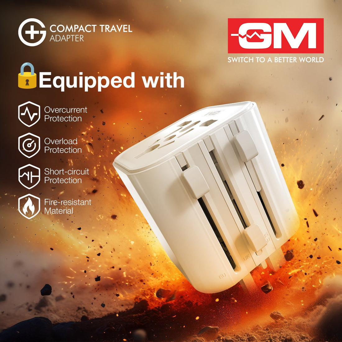 G+ Compact Travel Adapter – White
