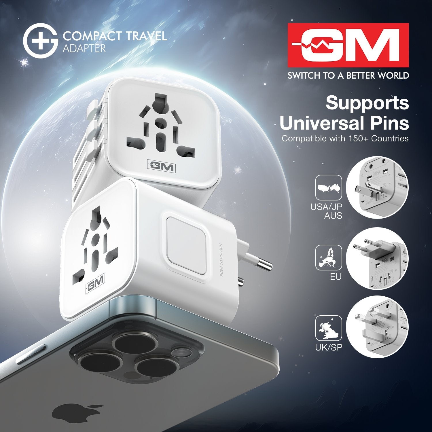 G+ Compact Travel Adapter – White