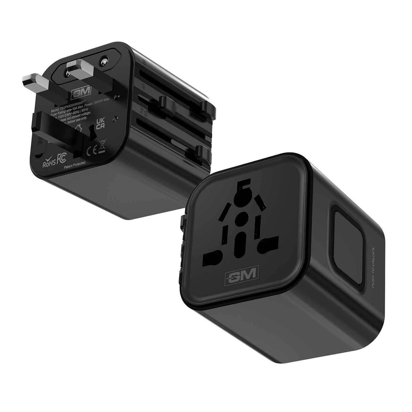 G PLUS COMPACT TRAVEL ADAPTER BK — GM corporate gift