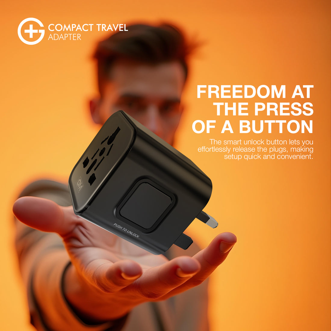 G+ Compact Travel Adapter - Fire-Resistant Build (Black)