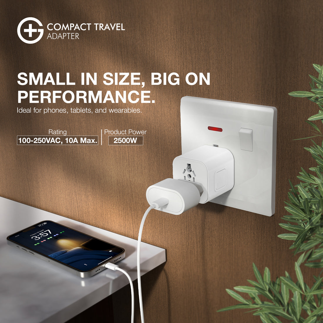 G+ Compact Travel Adapter - 25W Fast Charging (White)