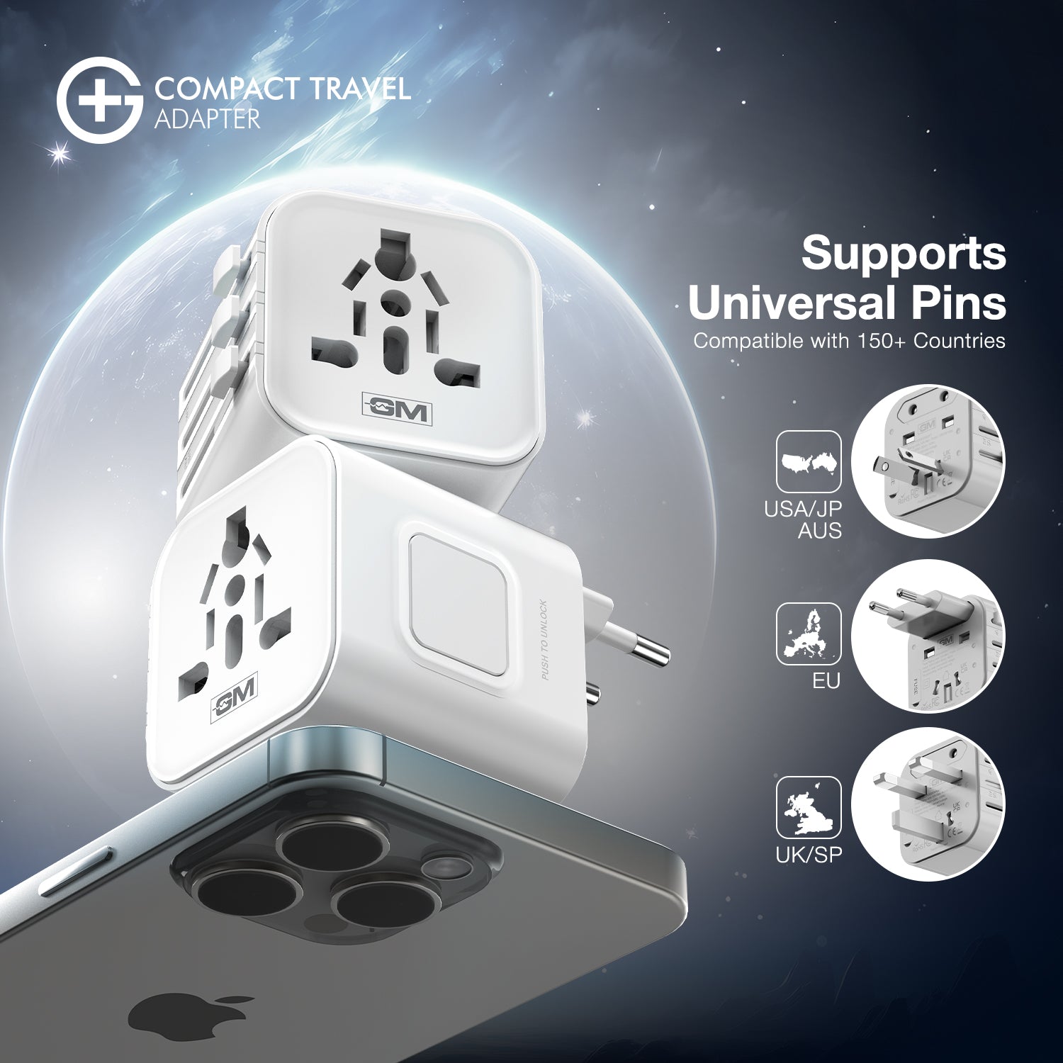 G+ Compact Travel Adapter - 25W Fast Charging (White)