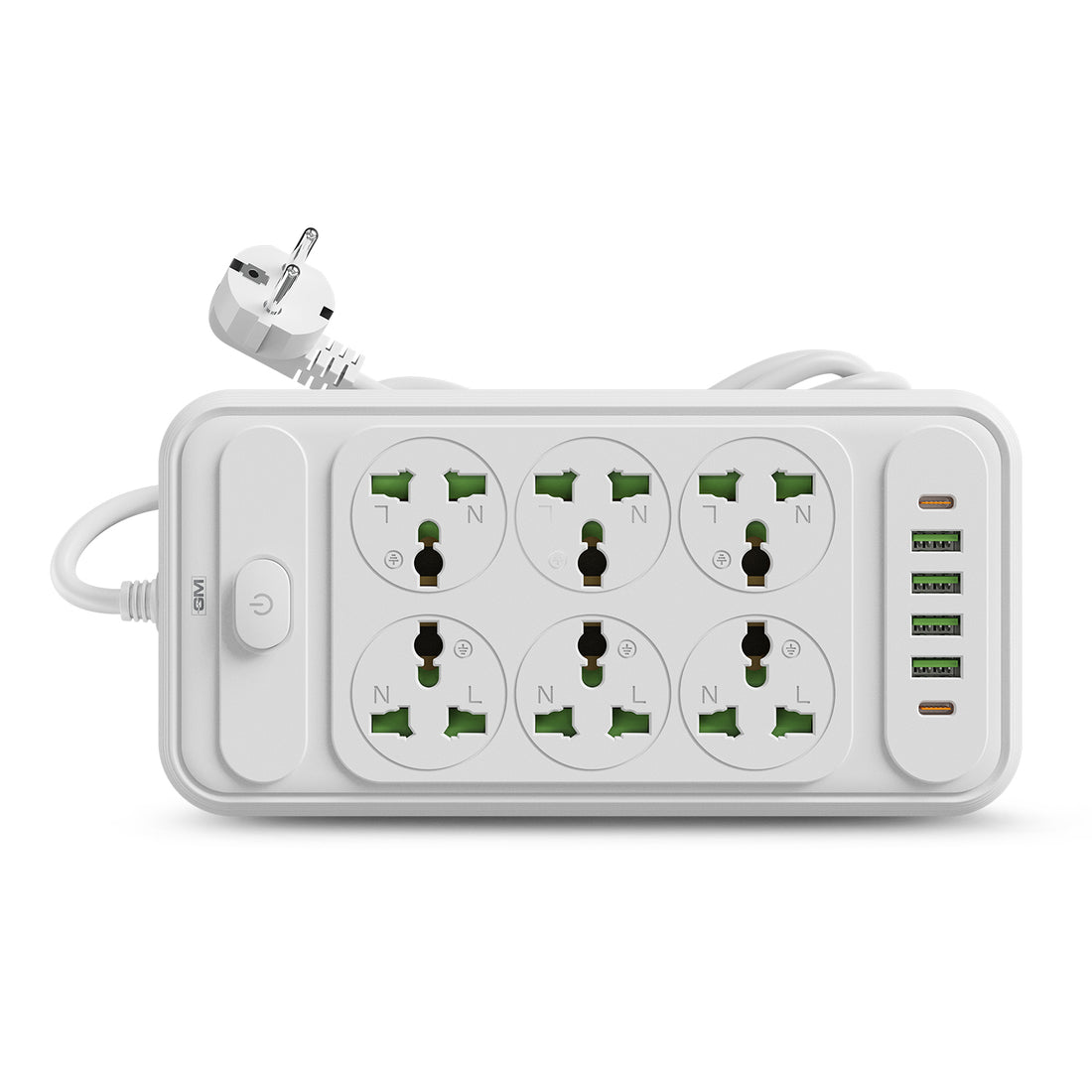 G+ ConnectX 2Mtr 8-in-1 4U2C Power Strip (WHITE)