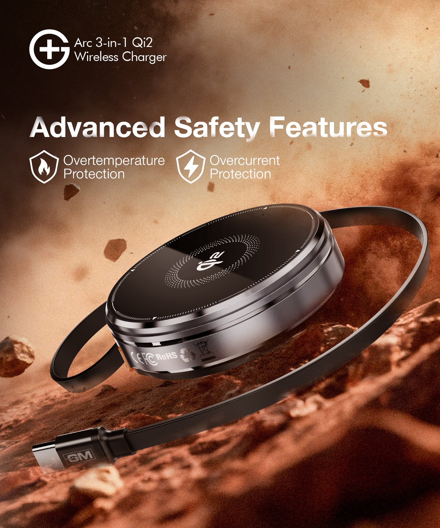 G+ Festival Combo: 33W Spyder Adapter (Electric Grey) + Air Magnetic 100W C-C Cable + Arc 3-in-1 Qi2 Wireless Charger