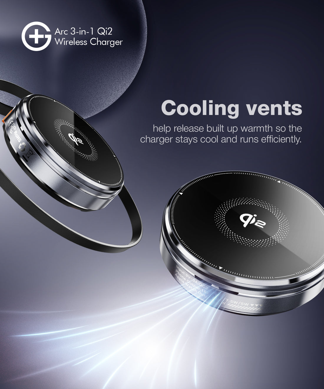 G+ Festival Combo: 33W Spyder Adapter (Electric Grey) + Air Magnetic 100W C-C Cable + Arc 3-in-1 Qi2 Wireless Charger