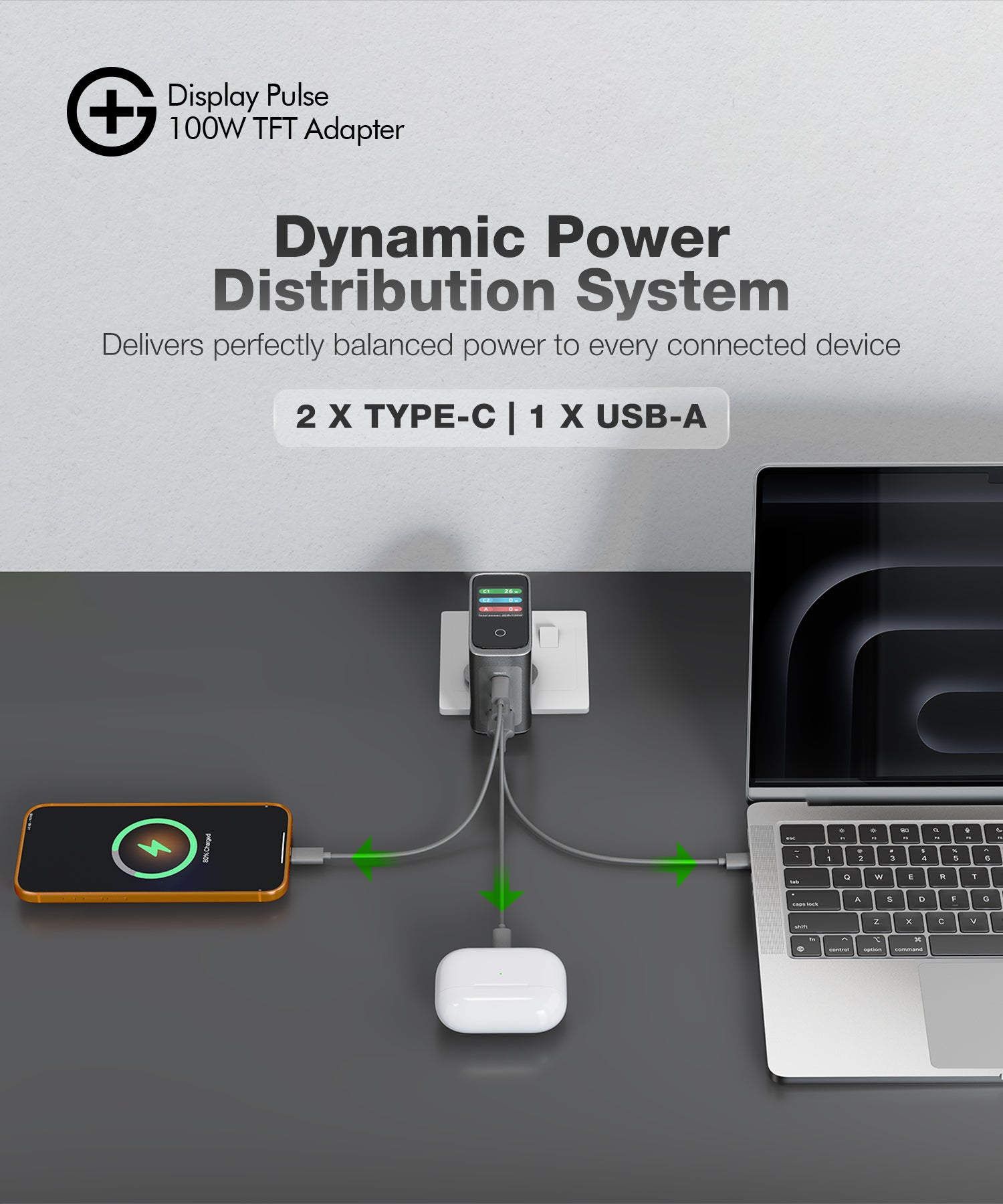 G+ Festival Combo: Quantum Qi2.2 25W Rotation Charger + Air Magnetic 100W C-C Cable + DisplayPulse 100W Adapter