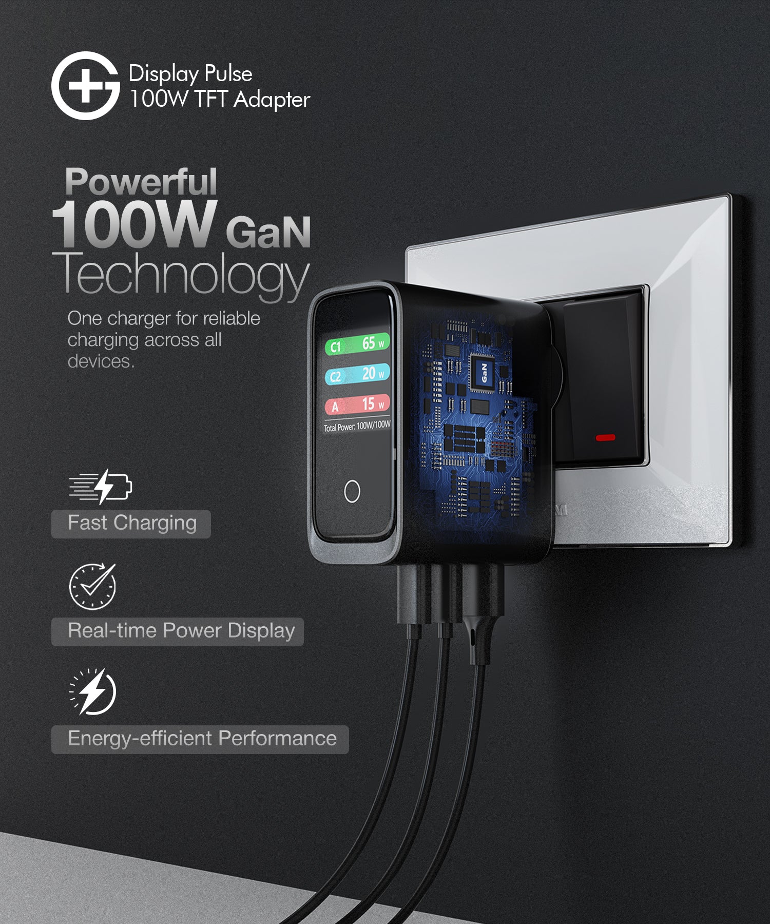G+ Festival Combo: Quantum Qi2.2 25W Rotation Charger + Air Magnetic 100W C-C Cable + DisplayPulse 100W Adapter
