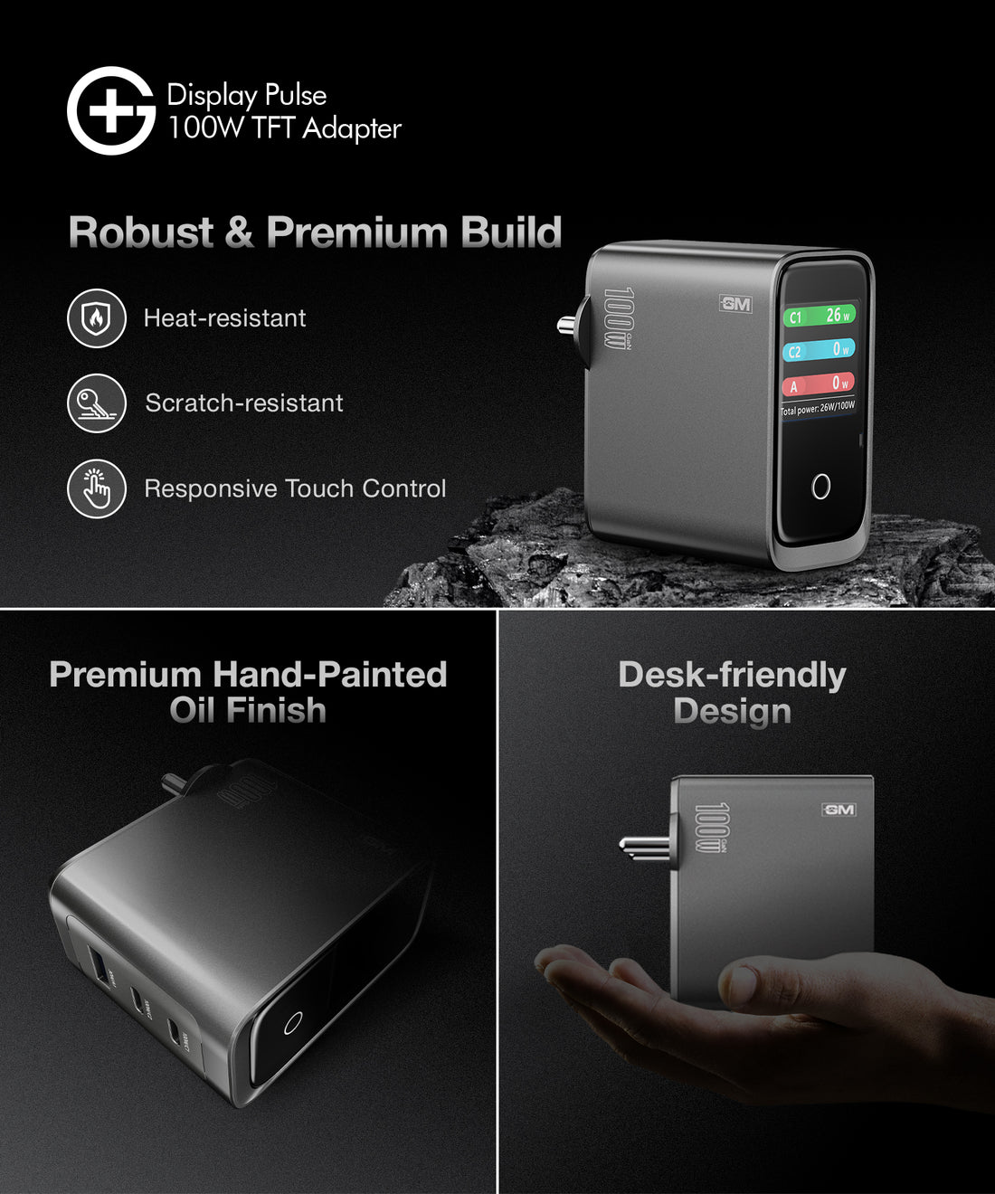 G+ Festival Combo: Quantum Qi2.2 25W Rotation Charger + Air Magnetic 100W C-C Cable + DisplayPulse 100W Adapter