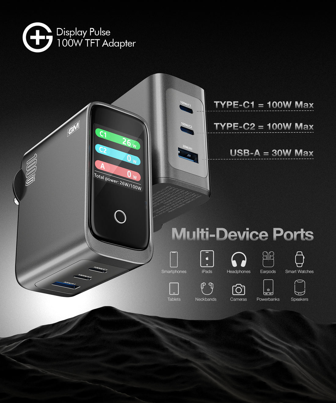 G+ Festival Combo: Quantum Qi2.2 25W Rotation Charger + Air Magnetic 100W C-C Cable + DisplayPulse 100W Adapter