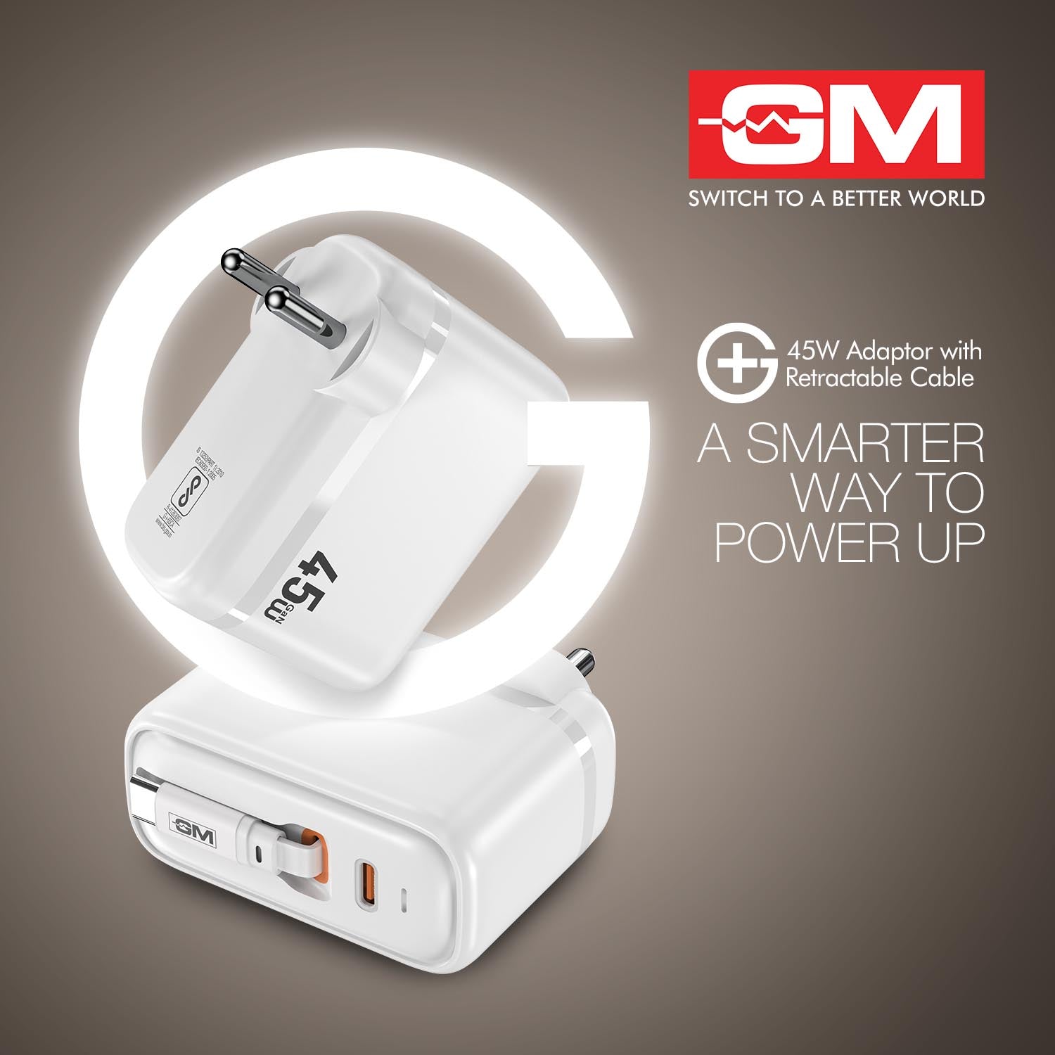 45W, 70CM RETRACTABLE CABLE (WHITE)