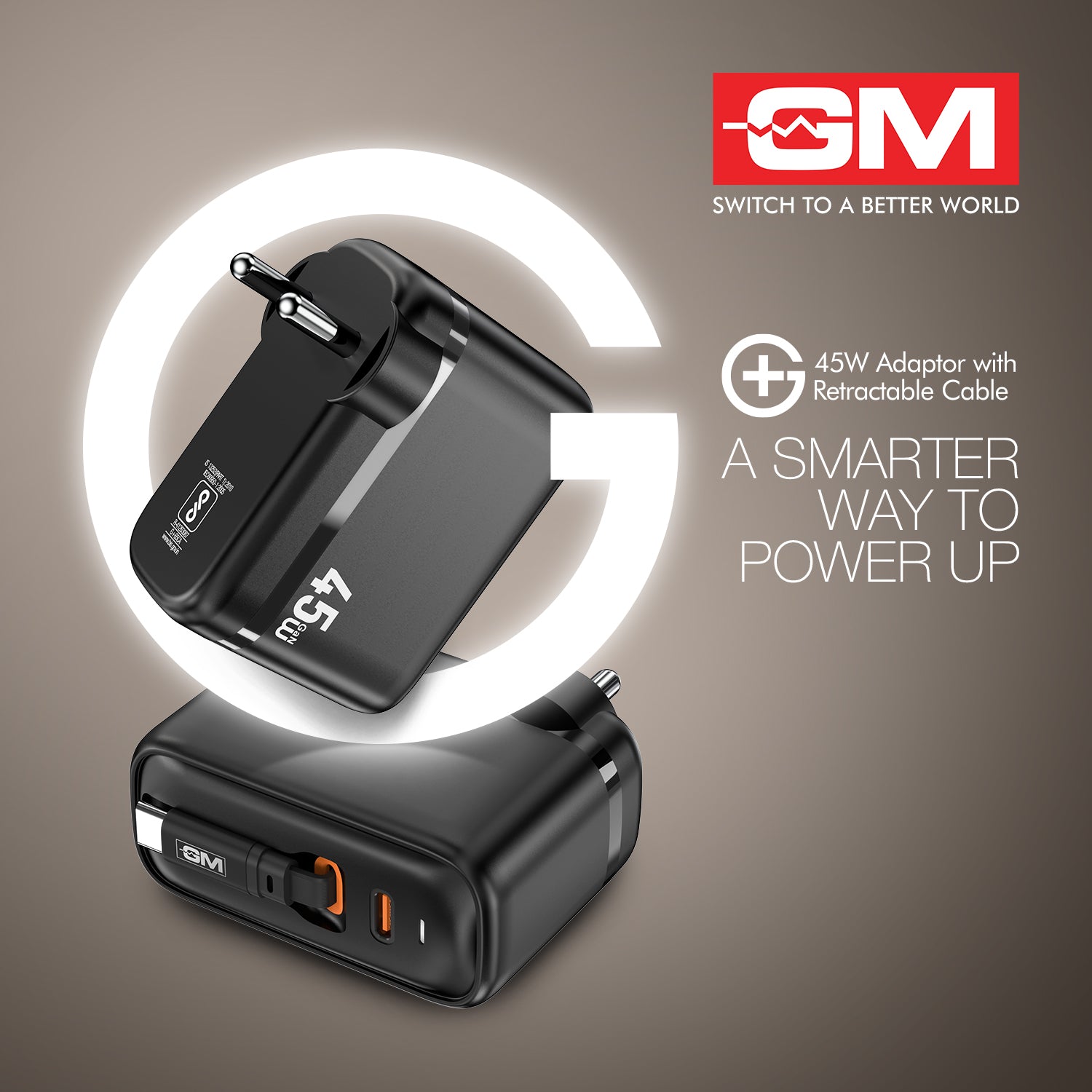 45W, 70CM RETRACTABLE CABLE (BLACK)