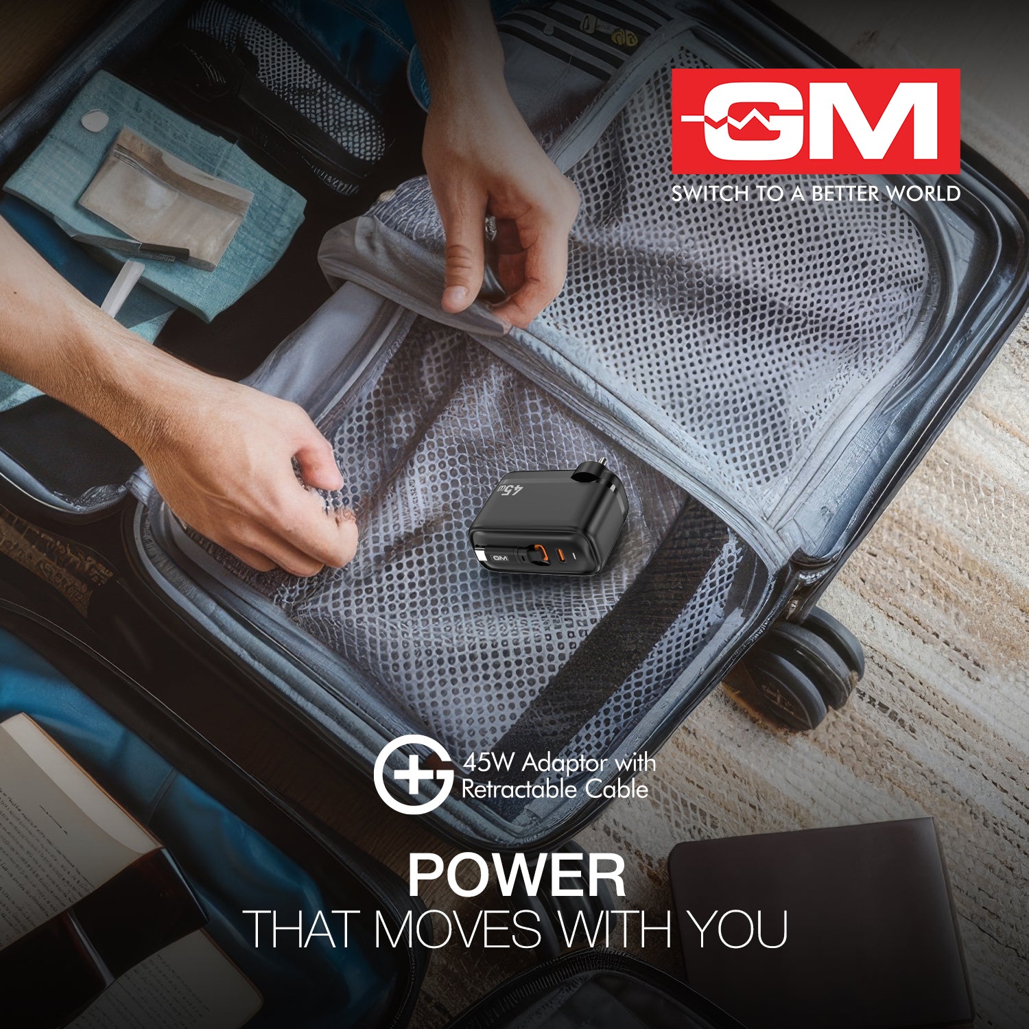 45W, 70CM RETRACTABLE CABLE (BLACK)